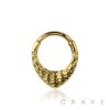 316L SURGICAL STEEL CROCODILE SKIN TEARDROP SEPTUM HINGED SEGMENT HOOP RING